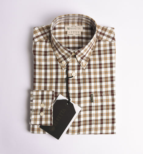 Camicia Beretta Button Down white & brown